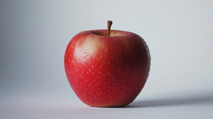 Sticker - A Single Red Apple with Water Droplets on a White Background