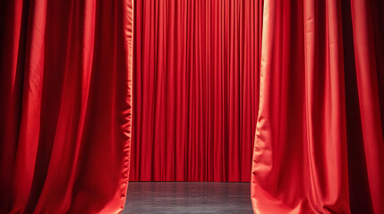 Red theatre curtain. Stage With Red Curtain