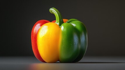 Poster - A Tricolor Bell Pepper with Water Droplets