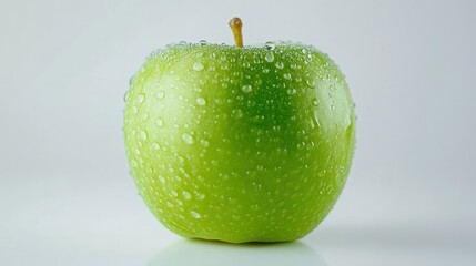 Canvas Print - A Single Green Apple Covered in Water Droplets