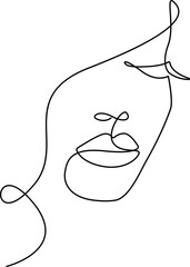 Wall Mural - Abstract Female Face Continuous One Line Drawing. Woman Face Minimalist Single Line Illustration. Woman Minimal Line Art Drawing for Abstract Home Decor, Wall Art. Vector EPS 10	