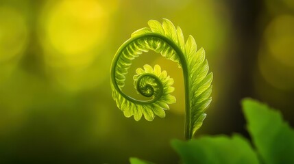 Poster - A Delicate Fern Fiddlehead Unfurling in Sunlight