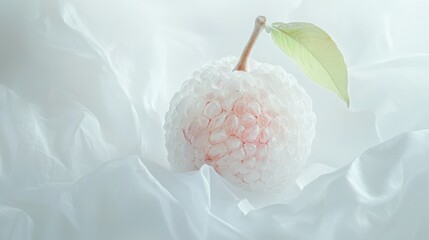 Wall Mural - A Single Lychee Fruit Resting on White Fabric