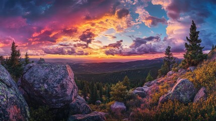 Wall Mural - Majestic Sunset Over Mountain Range