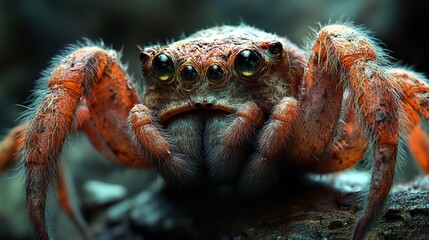 Wall Mural - Close-Up of a Spider with Striking Eyes