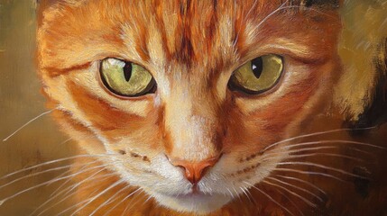 Wall Mural - Orange Tabby Cat Portrait with Glaring Expression