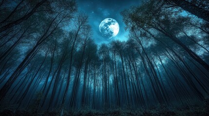 Wall Mural - moonlit trees