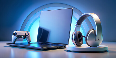 Poster - headphones and laptop