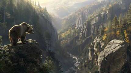 Wall Mural - Bear on a Mountain Cliff