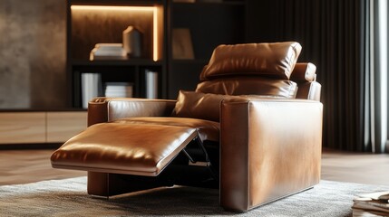 Wall Mural - A luxurious leather recliner, perfect for a home theater or cozy reading corner.d6f0