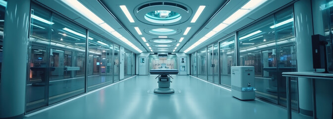 Wall Mural - futuristic medical corridor - cell therapy & biotechnology concept