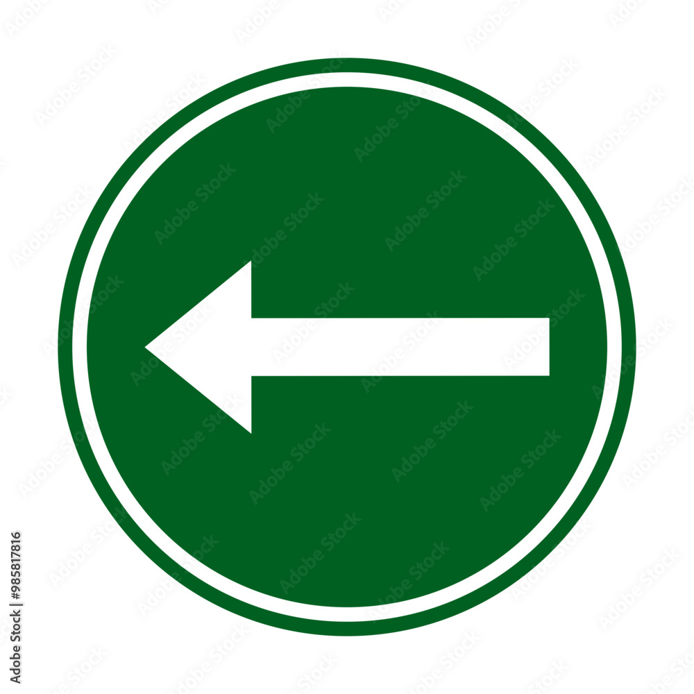 Green Icon for Roads and Directions | Drive Left Direction Arrow Sign ...