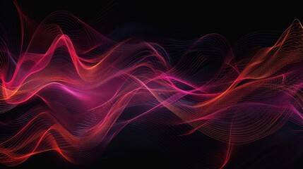 Wall Mural - Abstract Red and Blue Waves on Black Background