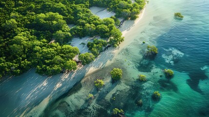 Sticker - Aerial View of a Tropical Island