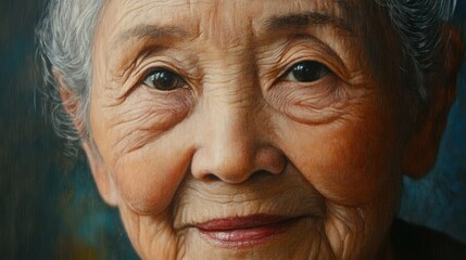 Close-up Portrait of an Elderly Woman with Wrinkles