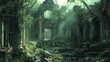 © Rere_Art151 - Overgrown Stone Ruins with a Circular Opening in a Dense Green Forest