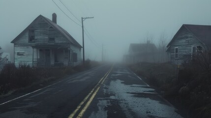 Sticker - Foggy Road in the Countryside