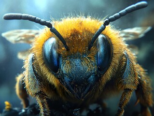 Poster - Close Up Macro Photography of a Bee's Face