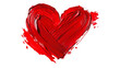 © paco - A textured, painted red heart isolated on white, symbolizing love, romance, or art. The bold brush strokes add an artistic touch.
