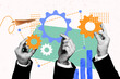 © deagreez - Creative collage picture hands body fragment sleeve cogwheel organization configure setting business efficiency process management