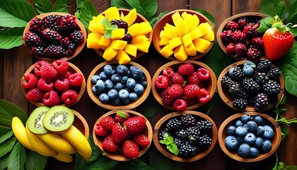 Wall Mural - Vibrant acai bowl topped with an array of fresh fruits for a nutritious and healthy breakfast treat