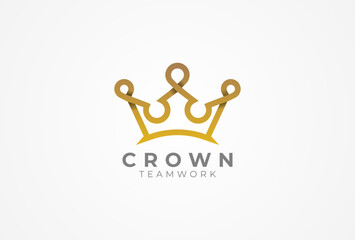 Canvas Print - Crown People logo design,  group community human forming a crown Logo template element, vector illustration