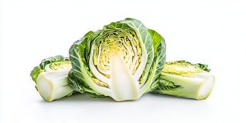 Single Fresh Brussels Sprout Isolated on a Clean White Background - Healthy Eating Concept and Nutritional Benefits