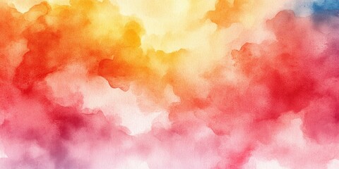 Wall Mural - Vibrant watercolor clouds in warm hues.