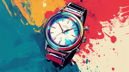 Wrist watch retro pop art 