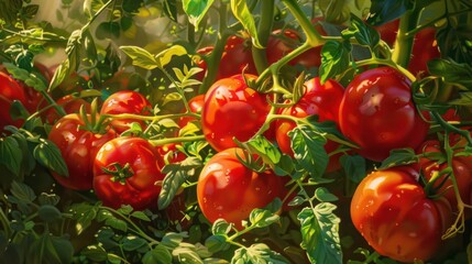 Canvas Print - Juicy Tomatoes in the Garden