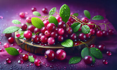 Wall Mural - Frische crainberries, appetitlich angerichtet, copy space