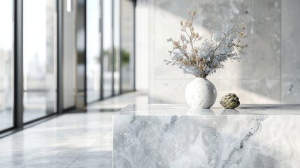 Sticker - Vase with Dried Flowers on Marble Table