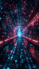 Wall Mural - Futuristic Digital Data Tunnel with Neon Lights