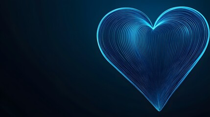 Canvas Print - Abstract blue heart shape on a dark background.