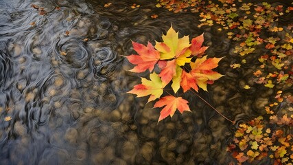 Wall Mural - river with autumn