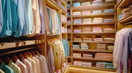 Canvas Print - Organized Closet with Colorful Shirts