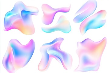 Wall Mural - Abstract Color Rainbow Gradient Shapes Set.