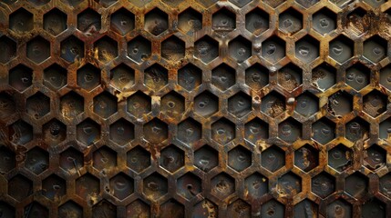 Poster - Rusty Hexagon Grid