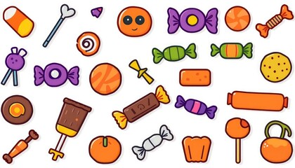 Canvas Print - halloween icons set candy. illustration of a set of sweets. set of candies. set of sweets