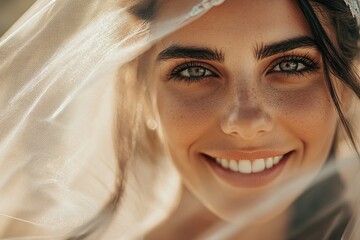 Wall Mural - Portrait of beautiful bride in veil