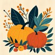 © Escapefrommm - Festive Thanksgiving Promotional Graphic with Retro Fall Vibes, Pumpkins, and Leaves for Seasonal Marketing Materials