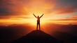 © Sasint - A person standing on top of a mountain, arms raised, basking in the sunrise, symbolizing the power and clarity of positive thinking