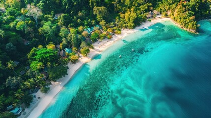 Sticker - Aerial View of a Pristine Tropical Beach