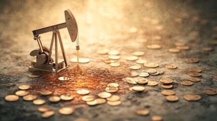 crude oil spilling into a pool of coins, highlighting the economic implications, oil price surge, we