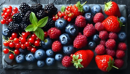 Wall Mural - Vibrant Medley of Fresh Berries in a Colorful Display