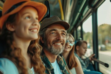 Canvas Print - Group of passengers on a public transportation vehicle