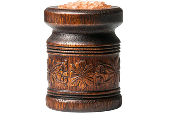 a wooden container with pink salt

