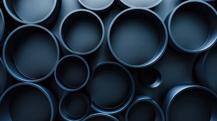 Poster - A stack of blue metal pipes used for construction or industrial purposes