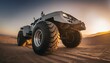 © Simon - Futuristic cyberpunk heavy duty offroad car in desert with big wheels