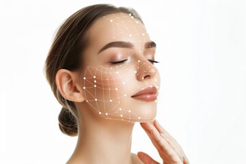 A person with a unique facial design featuring lines and dots